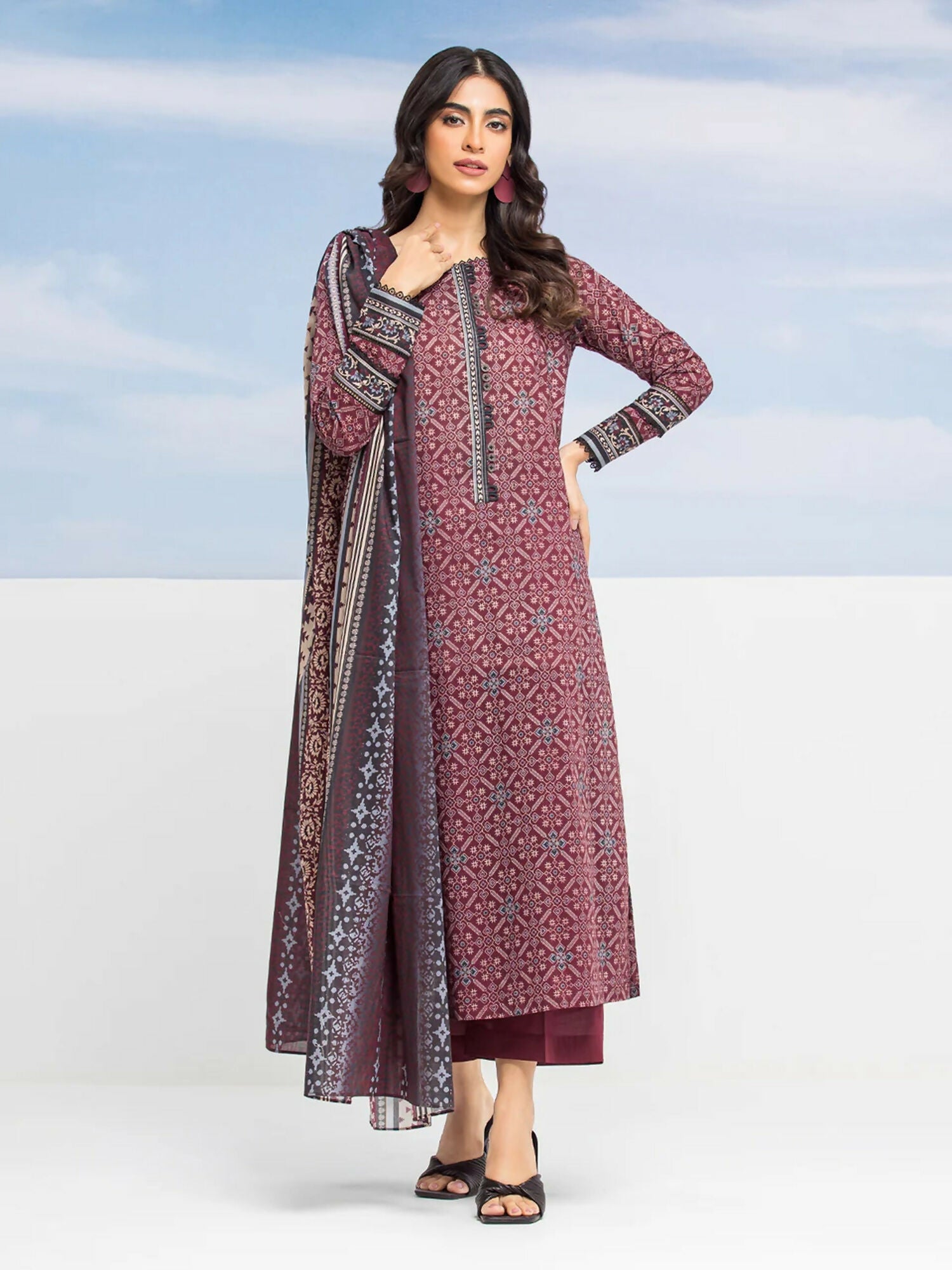Edenrobe Allure Summer Lawn Printed Unstitched 3-Piece Suit-EWU24A1-35281