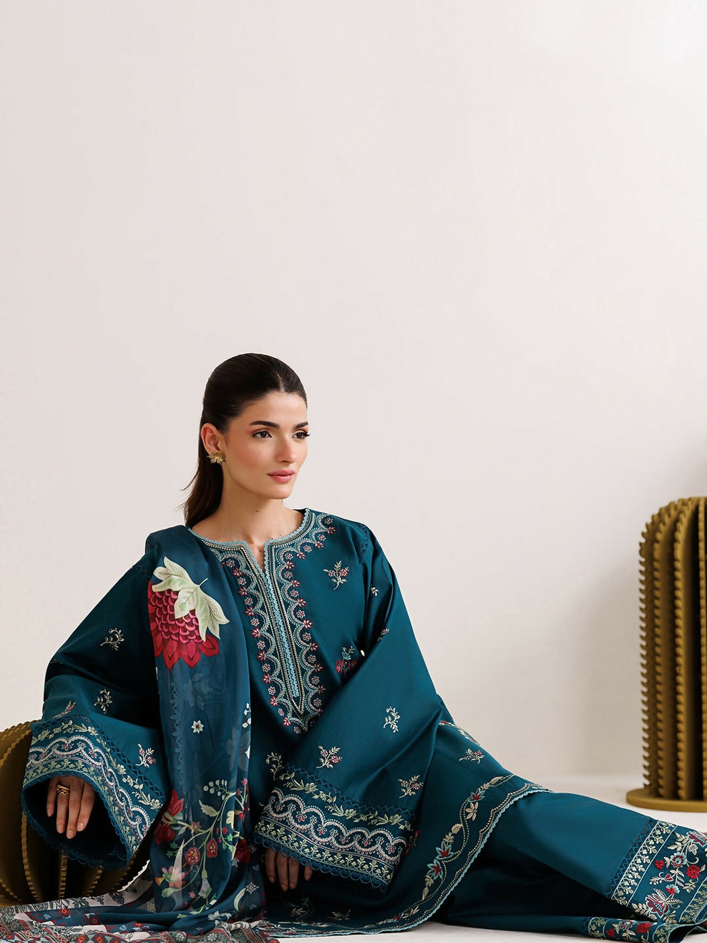 Panache Apparel Mistfall Vol II Cotton Embroidered Stitched Suit-Lunea
