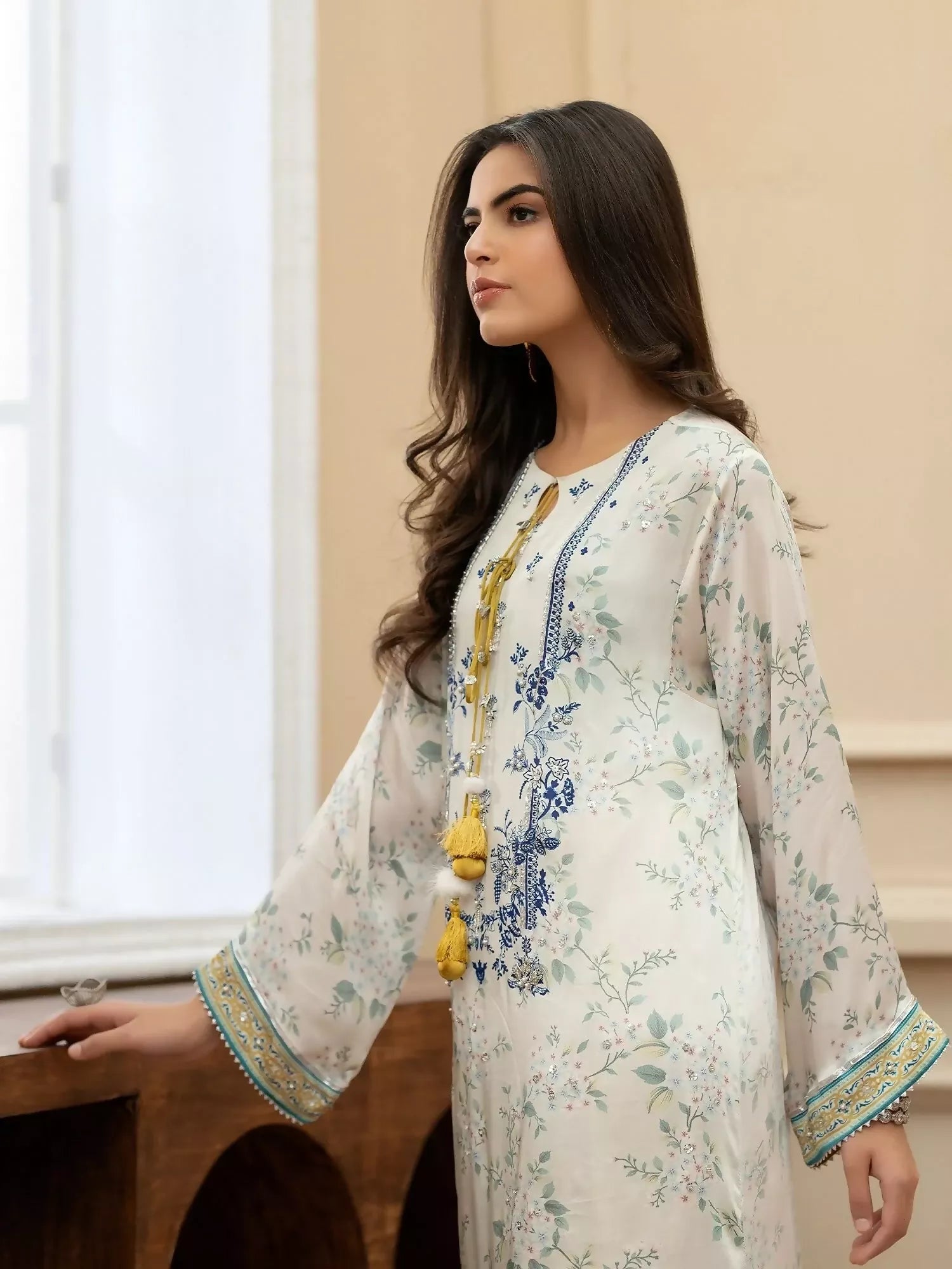 Shiza Hassan Miha Luxury Pret Satin Silk Printed 2-Piece Suit-Izel
