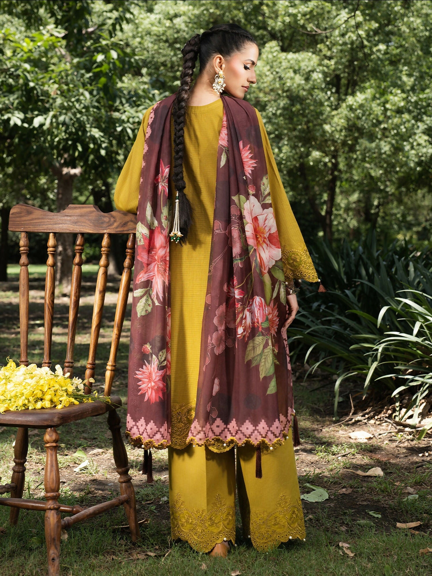 Hemstitch Lawn Embroidered Stitched 3-Piece Suit-Matcha