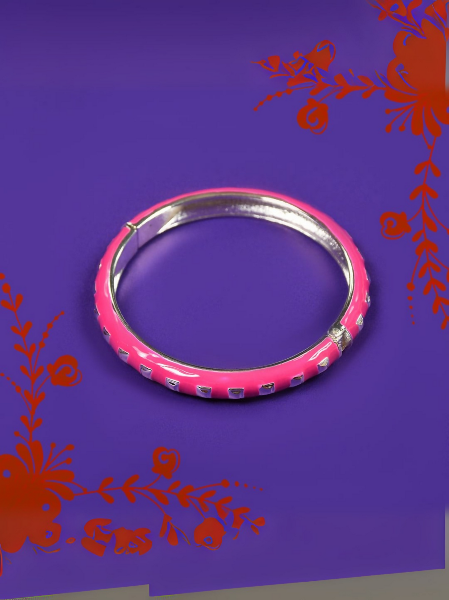 Elegant gold-tone enamel bangle with a sleek, studded design — made from tarnish-free material for lasting shine and daily comfort.