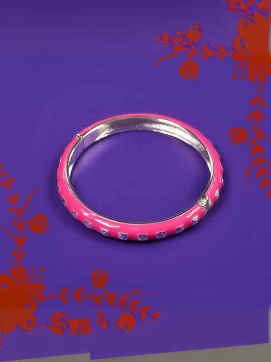 Elegant gold-tone enamel bangle with a sleek, studded design — made from tarnish-free material for lasting shine and daily comfort.