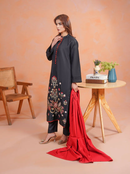 Tawakal Closet Dhanak Embroidered Stitched 3-Piece Suit-Daneen