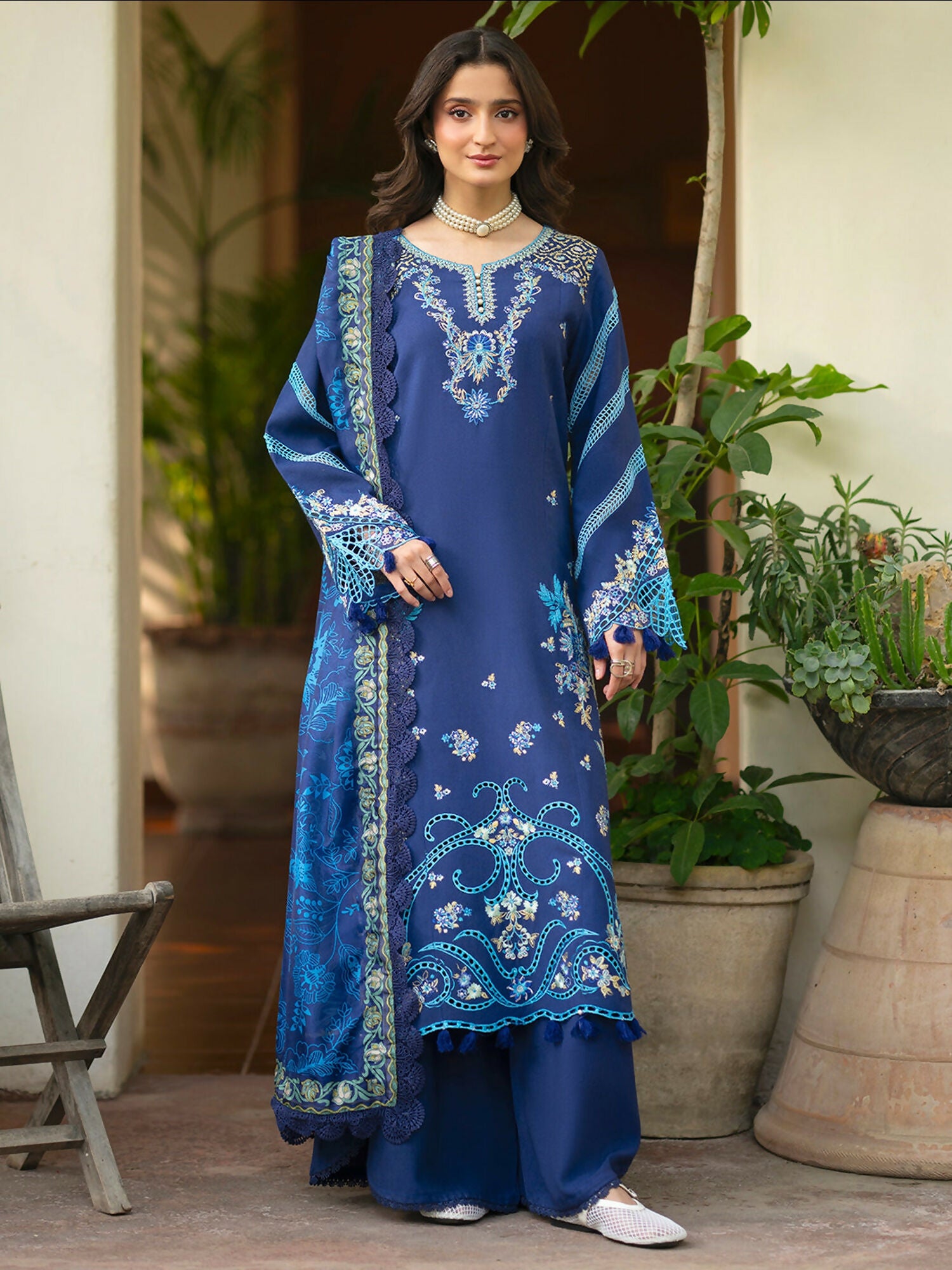 Mahnur Angan Lawn'26 Embroidered Stitched 3-Piece Suit-AN-002