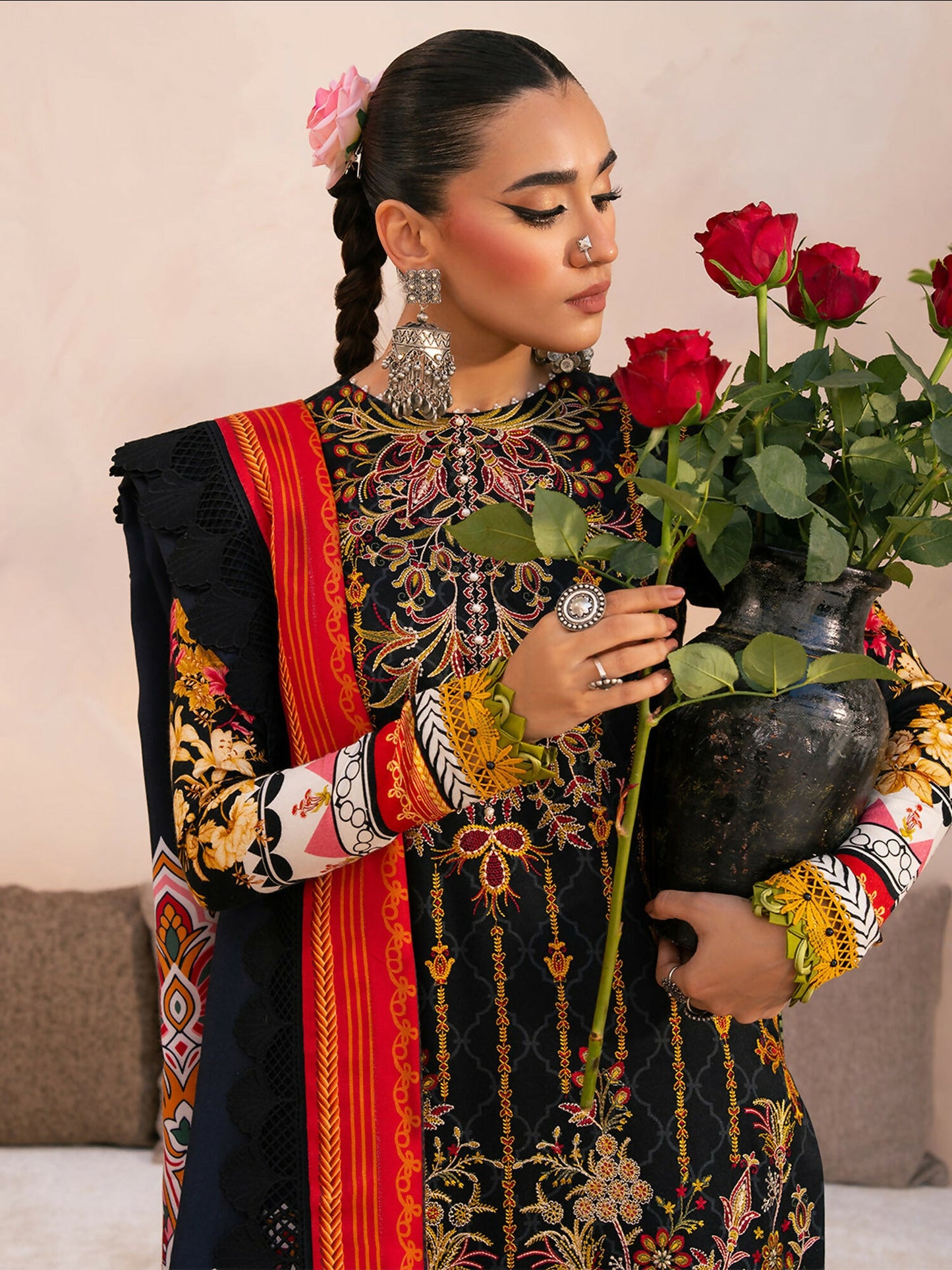 Binilyas Kotrai Embroidered Unstitched 3-Piece Suit-794 - B