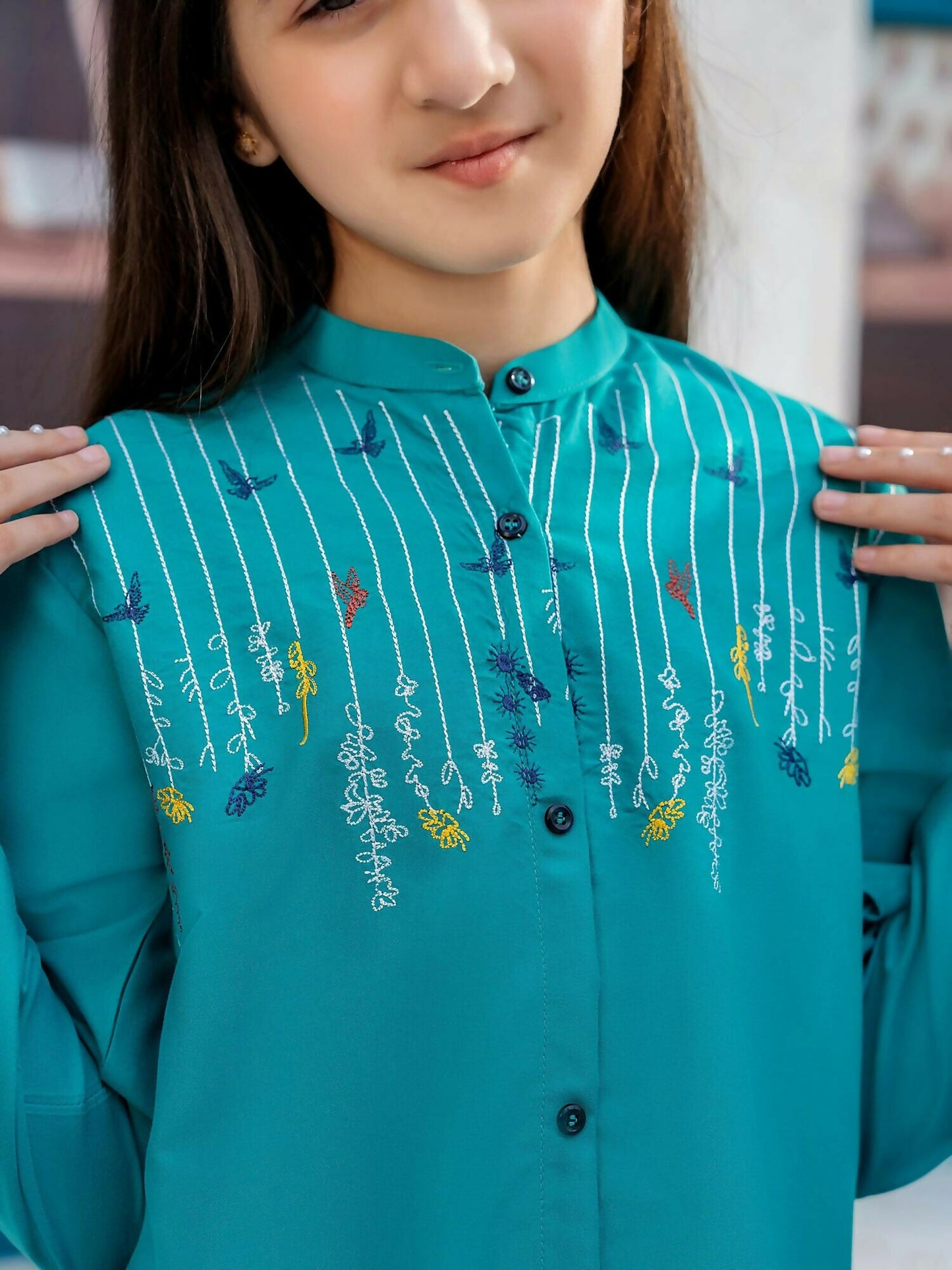 Velvour Girls Cotton Embroidered Stitched Tunic-VG122-A