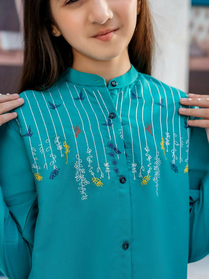 Velvour Girls Cotton Embroidered Stitched Tunic-VG122-A