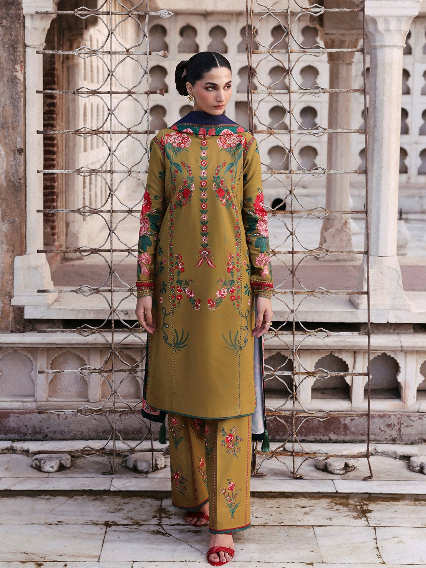 Jugnu By Hussain Rehar Khaddar'25 Embroidered Unstitched 3-Piece Suit-Mitra