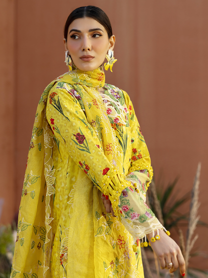 Parishay Ivy Bloom'26 Lawn Embroidered Unstitched 3-Piece Suit-IB-09