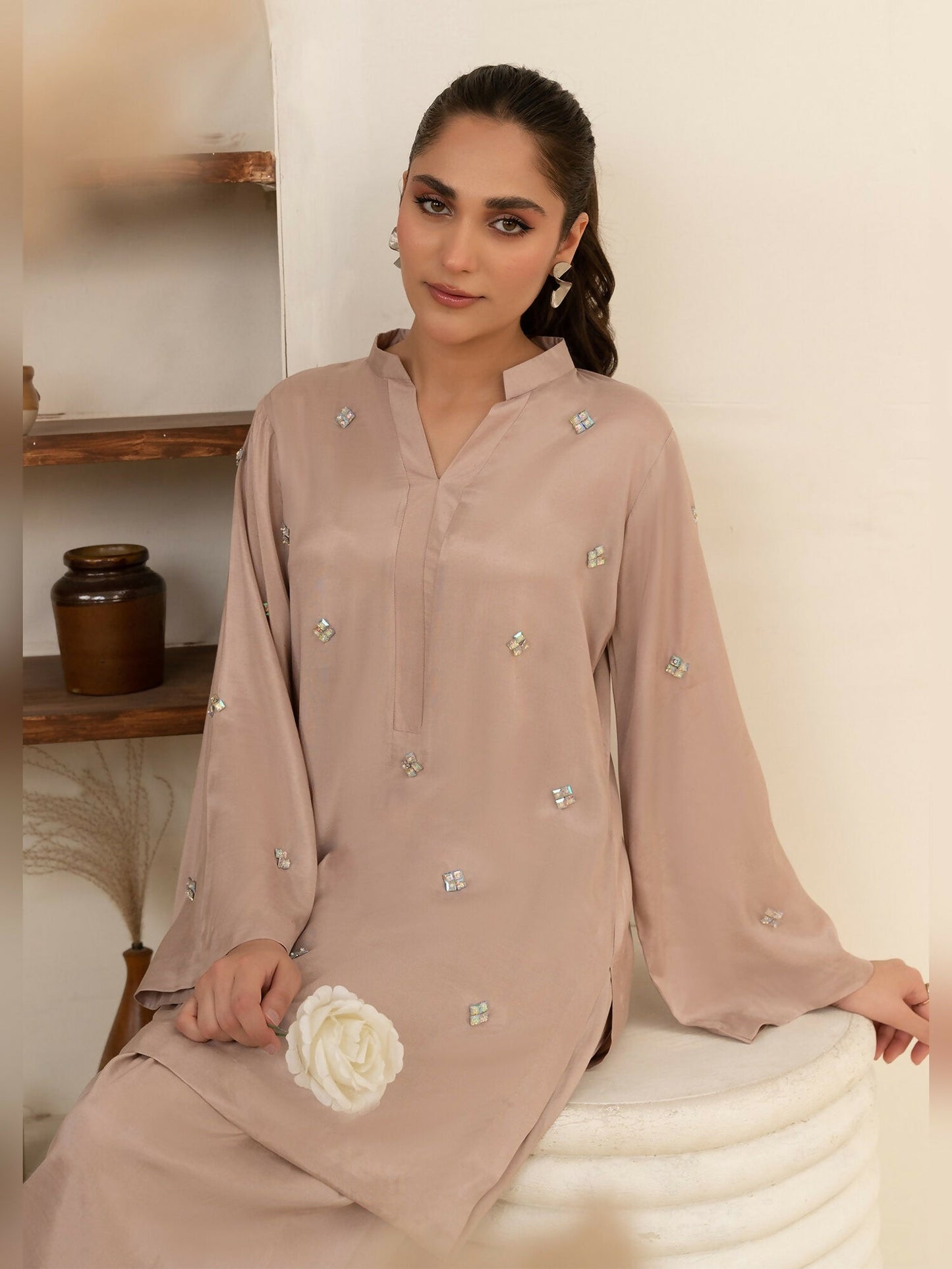 Allure By IH Sira Thai Silk Embellished Co-Ord Set-Linta