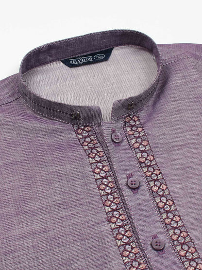 Velvour Boys Cotton Embroidered Stitched Kurta-VB200-A