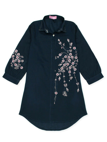 Velvour Girls Cotton Embroidered Stitched Tunic-VG65-A