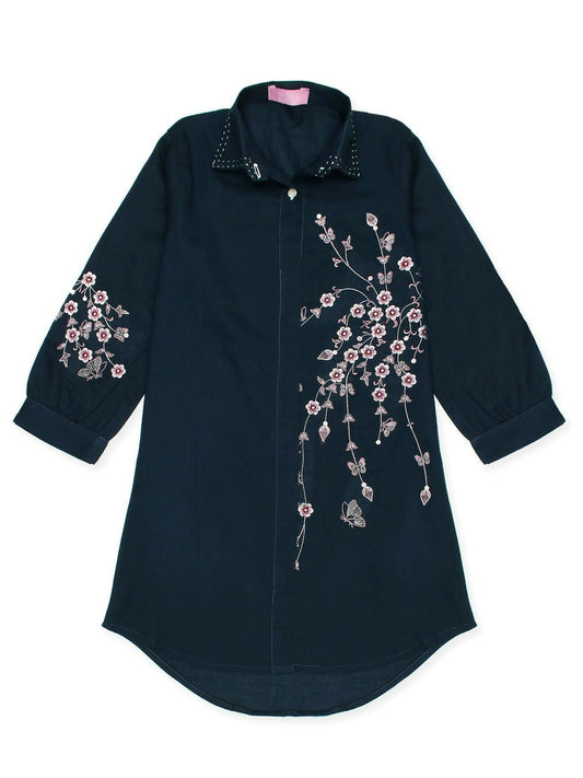Velvour Girls Cotton Embroidered Stitched Tunic-VG65-A