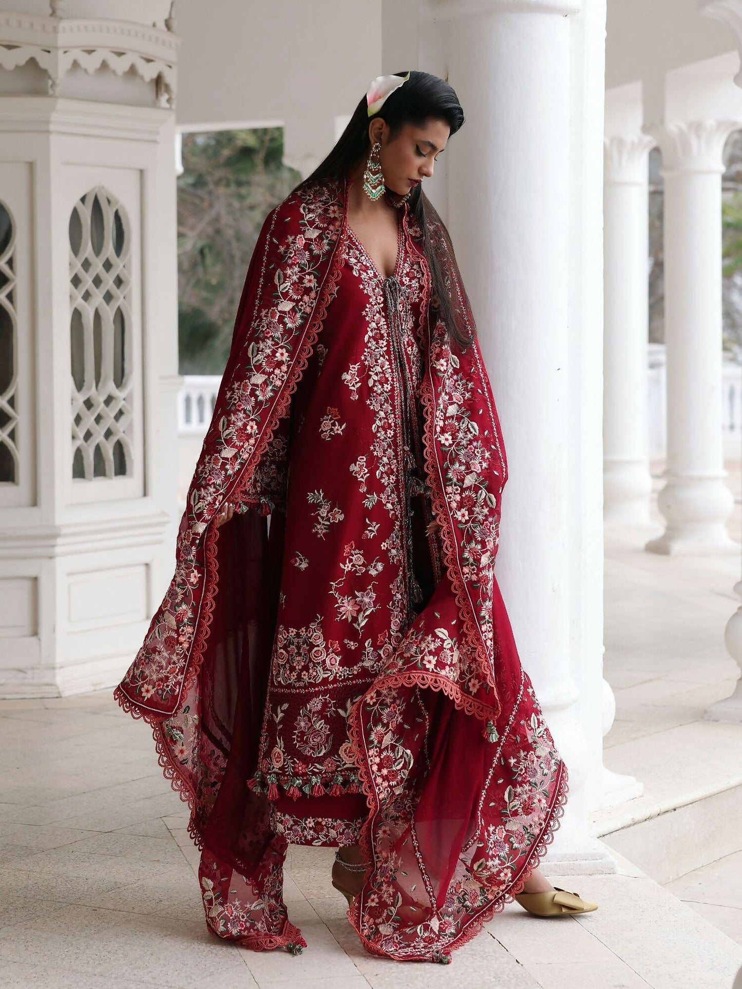 Hussain Rehar Luxury Lawn'26 Eid Edit Embroidered Unstitched 3-Piece Suit-Kastanaa