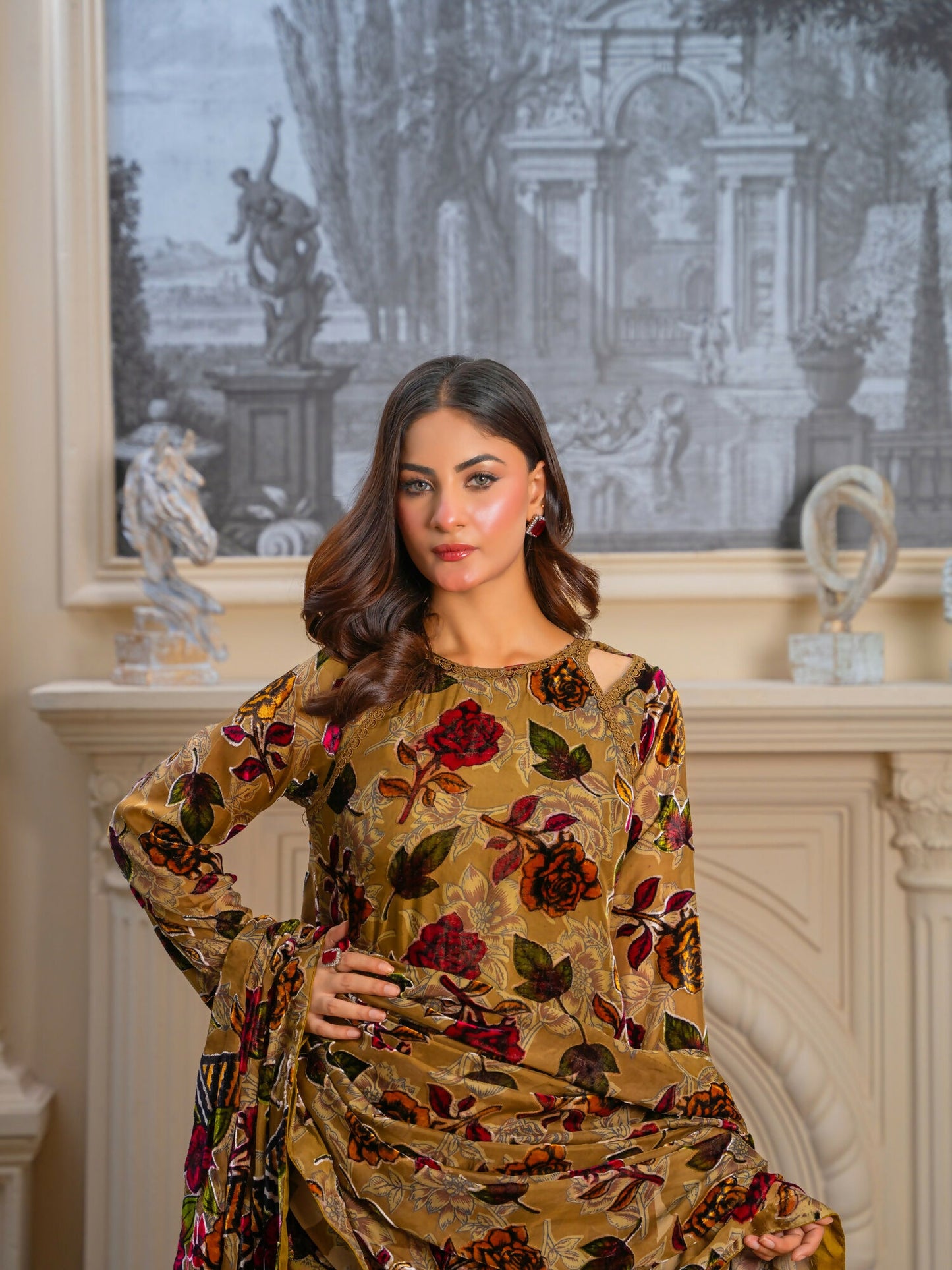 Noori Palachi Embossed Printed Unstitched 3-Piece Suit
