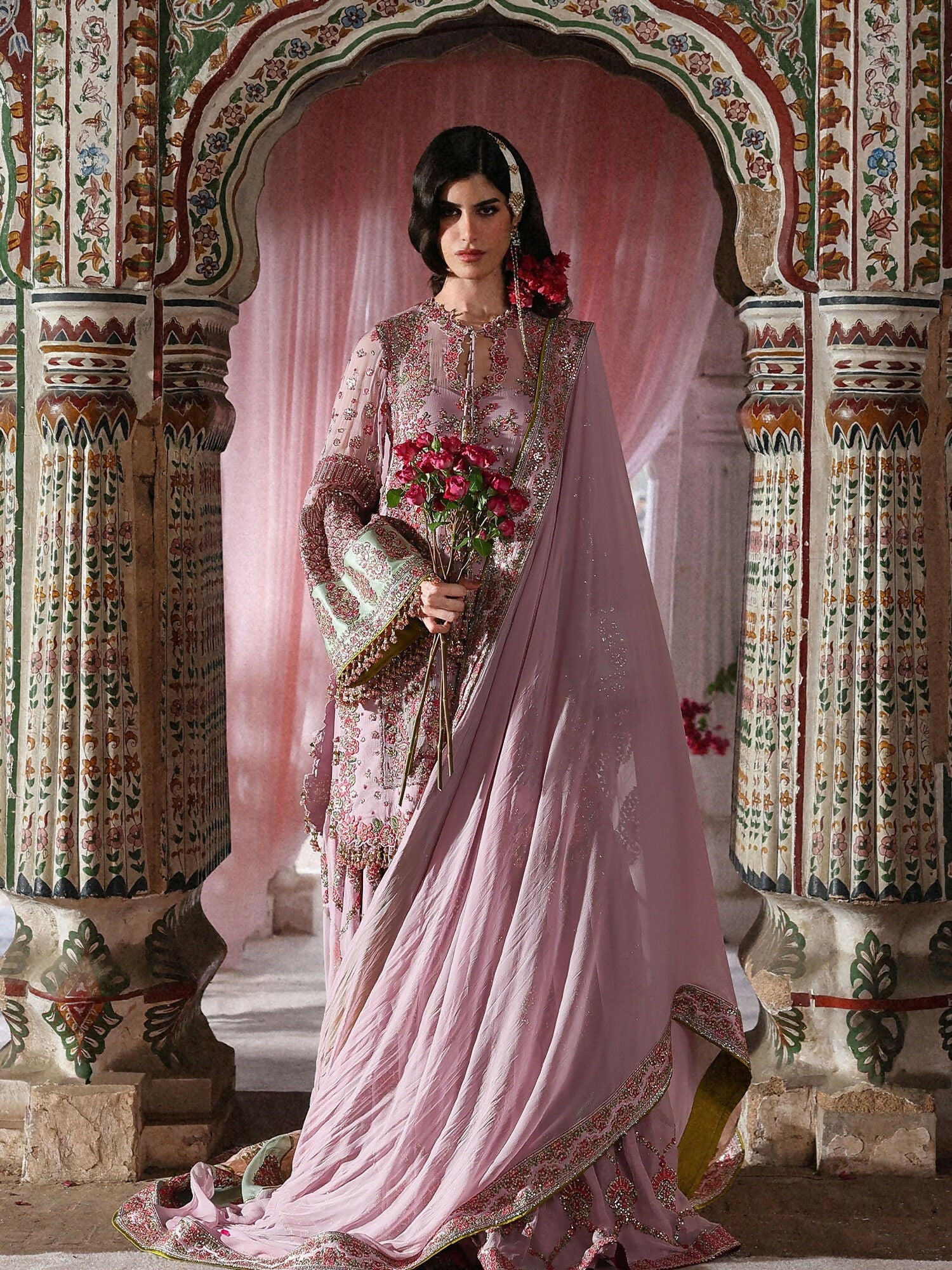 Hussain Rehar Festive Unstitched'26 Chiffon Embroidered 3-Piece Suit-Rukhsaar