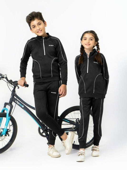 Black Velvour Winter Tracksuit-#VWT11-B