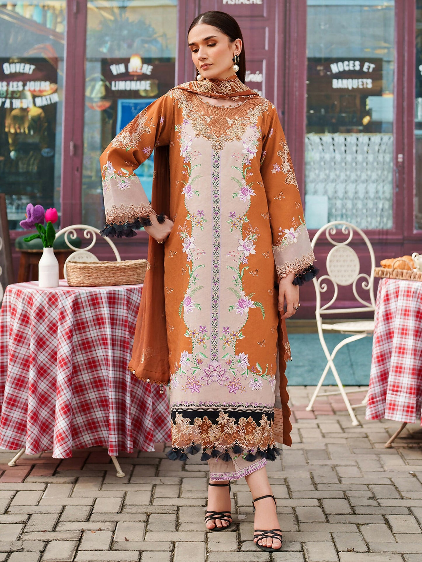 Parishay Ivy Bloom Viscose Embroidered Stitched 3-Piece Suit-IW-12