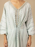 Shurooq Garden Of Dreams Silk Embroidered Kaftan Set-Frost
