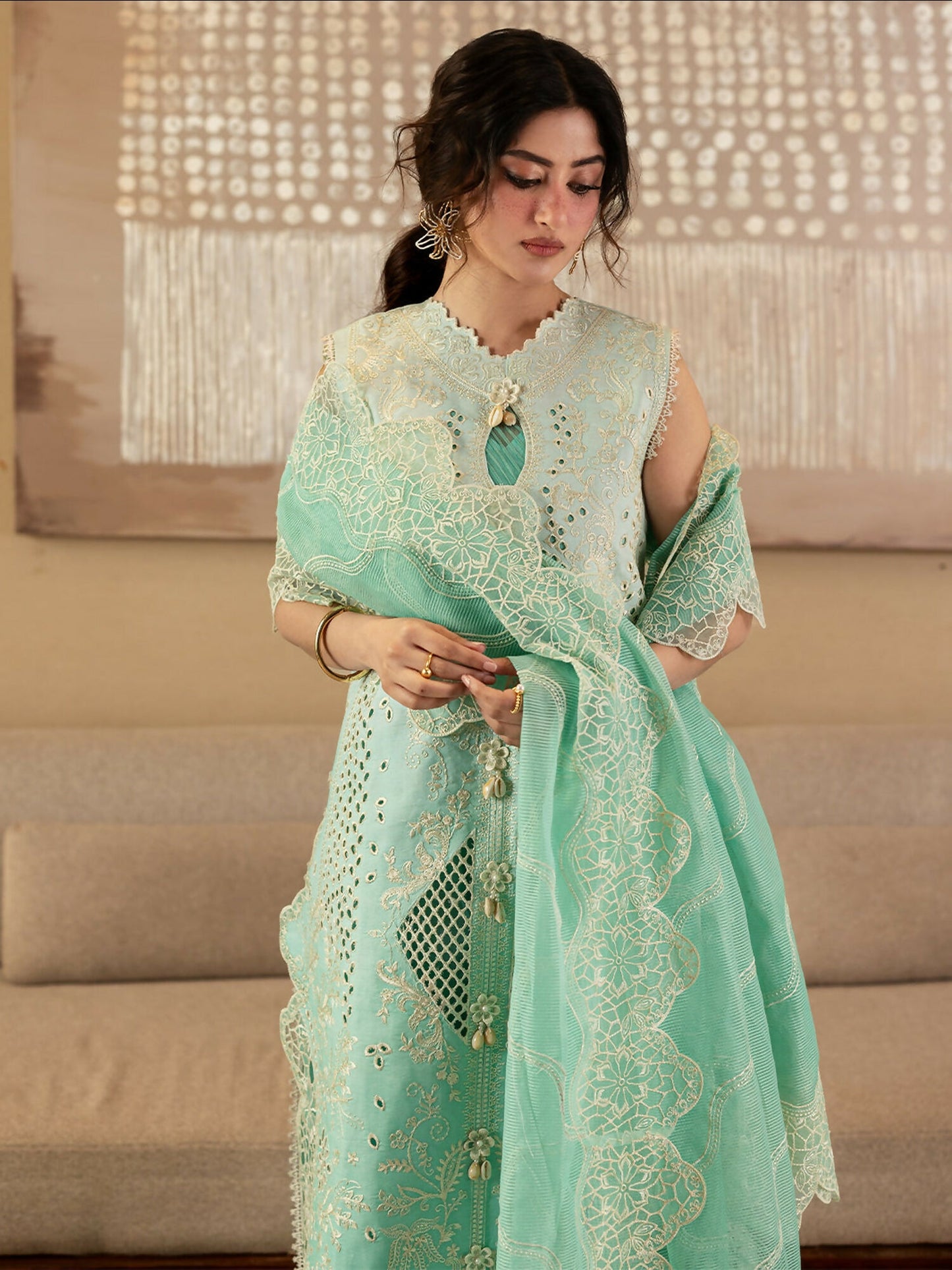 Mahnur Sirene Luxury Lawn'26 Embroidered Stitched 3-Piece Suit-S-08