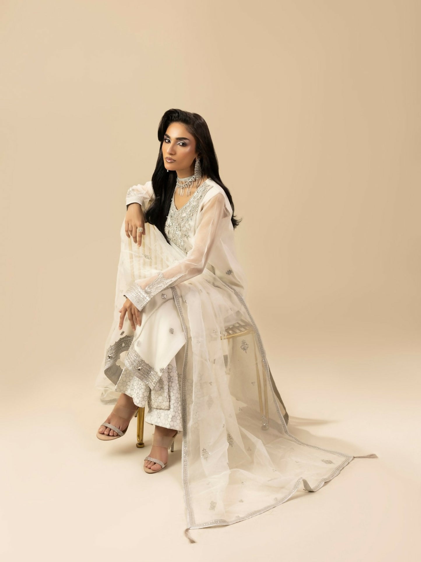 Shurooq Garden Of Dreams Organza Embroidered Stitched 3-Piece Suit-Jasmine