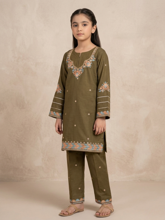 Olive Bin Shaukat Pima Lawn Embroidered Stitched 2-Piece Suit