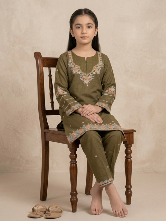 Olive Bin Shaukat Pima Lawn Embroidered Stitched 2-Piece Suit