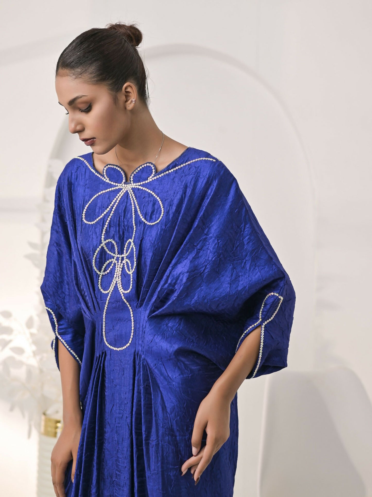 Ruby's Couture The Luxe Edit Pure Crush Silk Embellished Kaftan Set-Heer