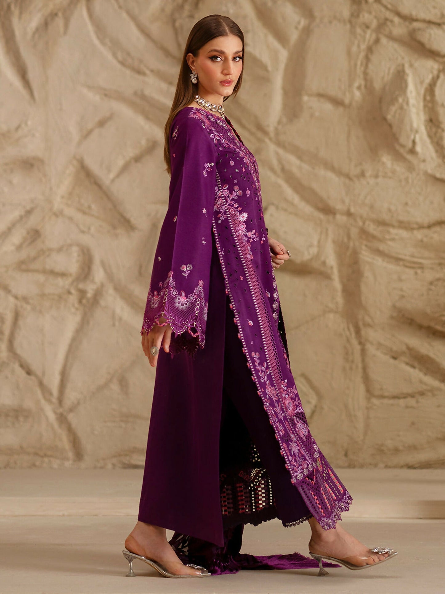 Binilyas Saqqara Kotrai Embroidered Stitched 3-Piece Suit-162-B
