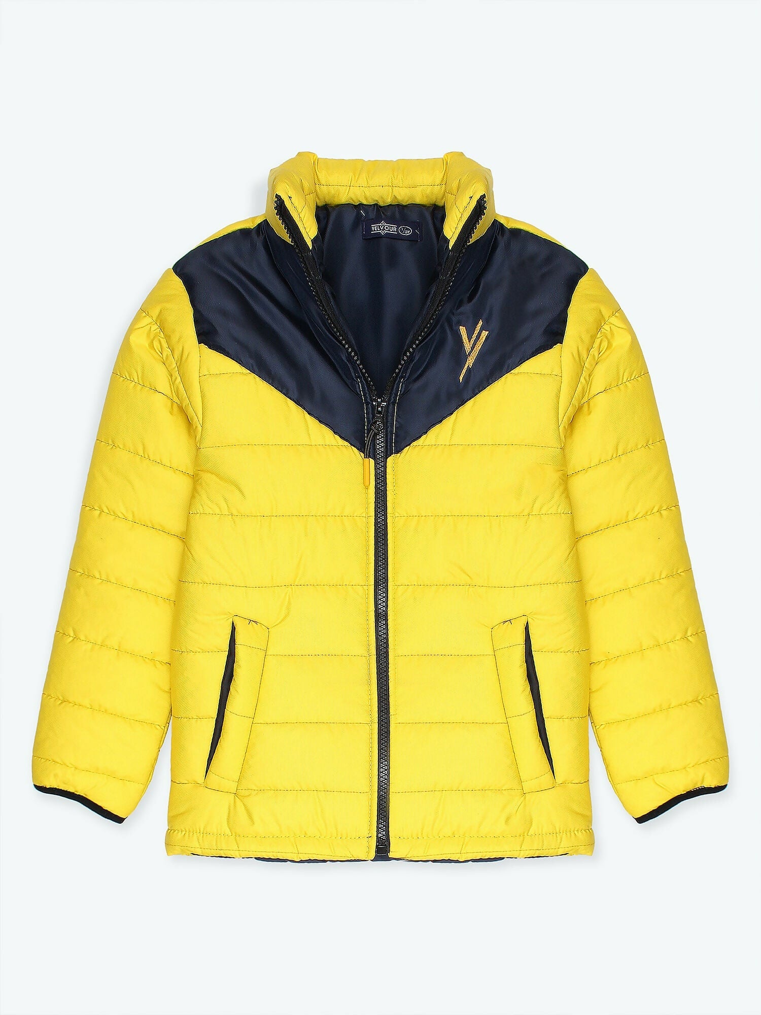 Yellow Velvour Printed Puffer Jacket- VJ15-B A