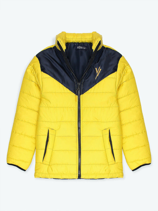 Yellow Velvour Printed Puffer Jacket- VJ15-B A