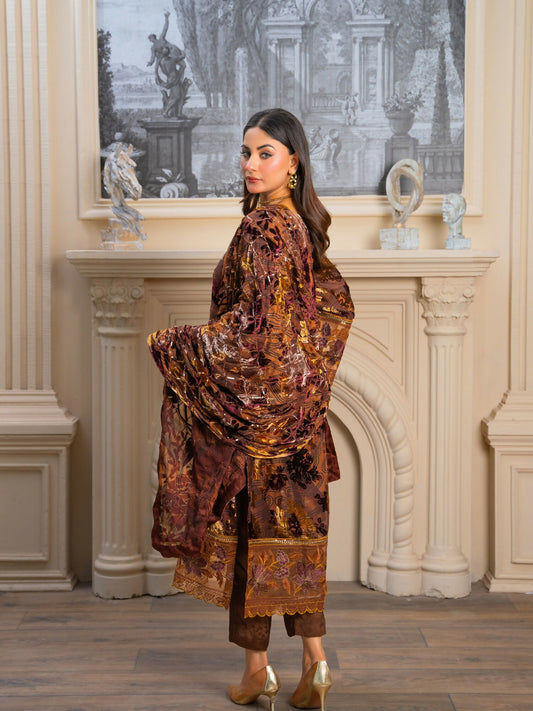 Noori Palachi Embossed Printed and Embroidered Unstitched 3-Piece Suit