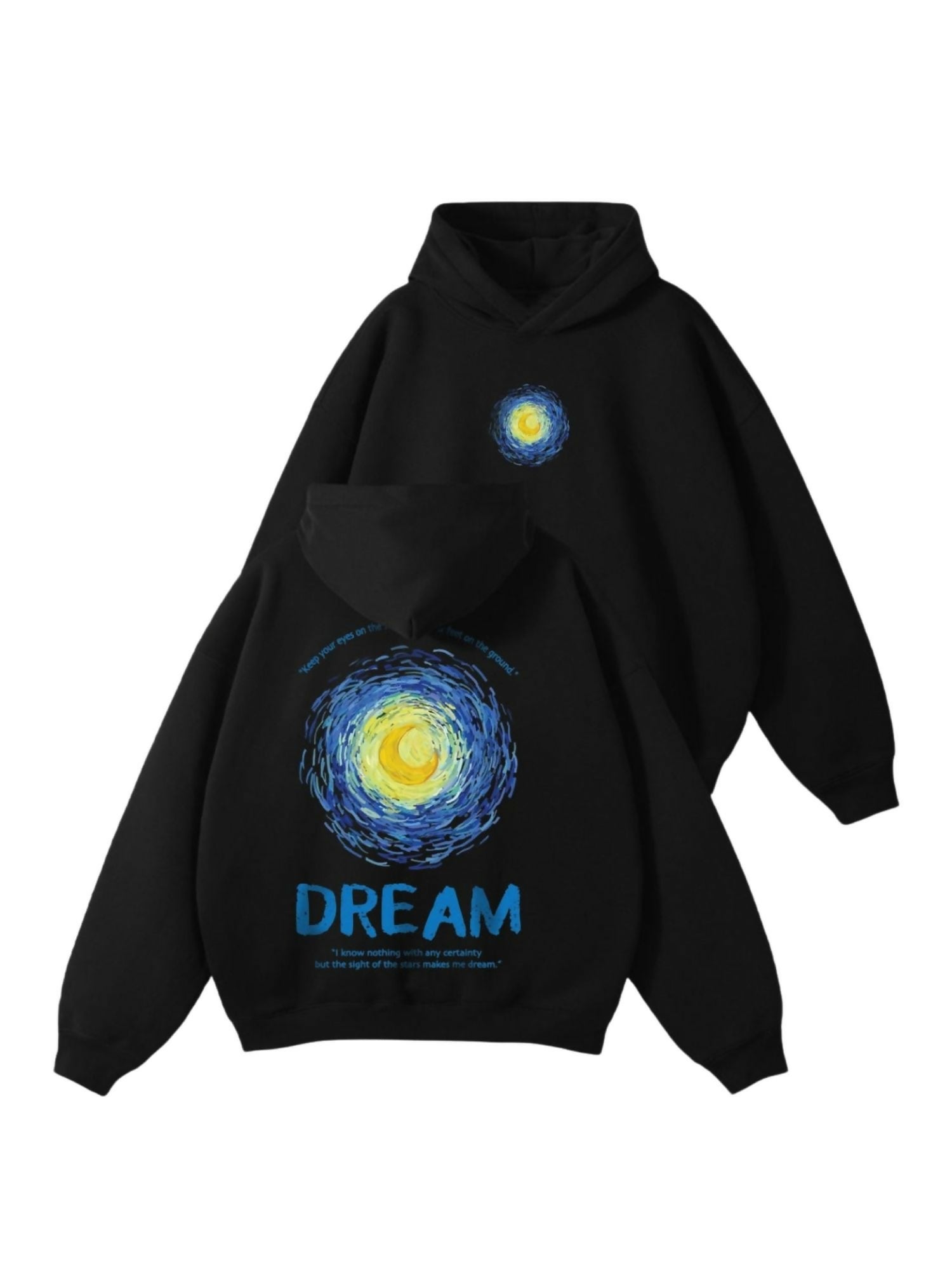 Black Jupiter Oversized Good Dreams Printed Hoodie-14755