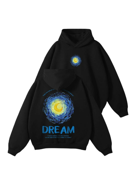 Black Jupiter Oversized Good Dreams Printed Hoodie-14755