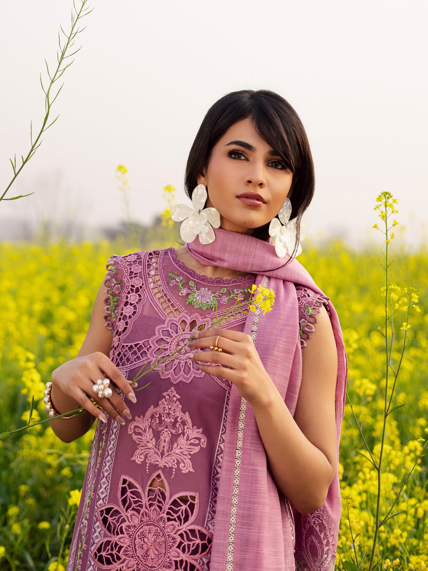 Pink-Parishay Dil e Raqsam Lawn'26 Embroidered Unstitched 3-Piece Suit-DQ-02