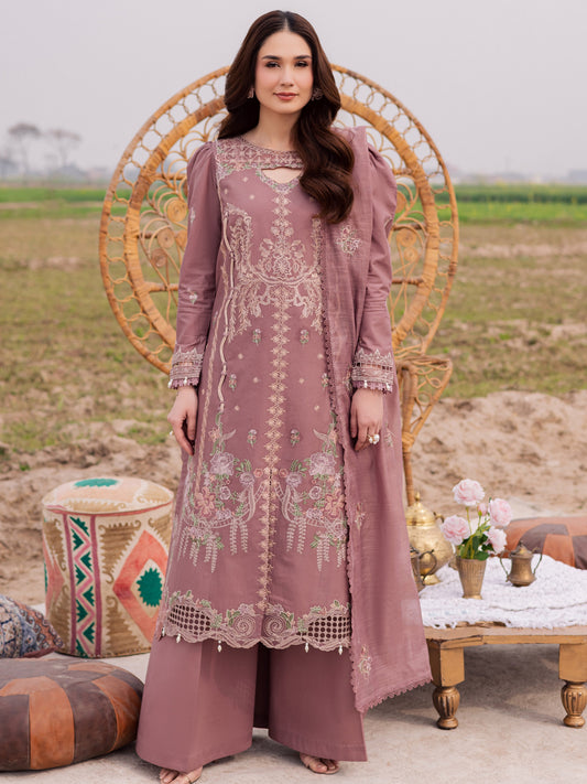 Pink-Parishay Dil e Raqsam Lawn'26 Embroidered Unstitched 3-Piece Suit-DQ-05
