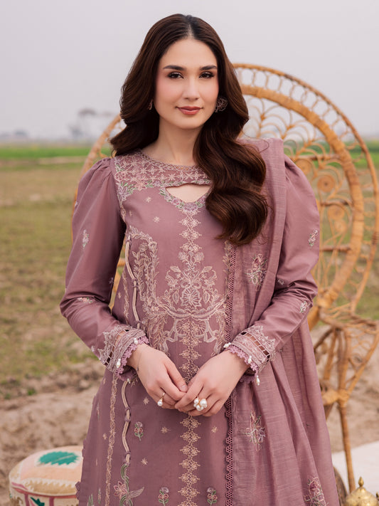 Pink-Parishay Dil e Raqsam Lawn'26 Embroidered Unstitched 3-Piece Suit-DQ-05