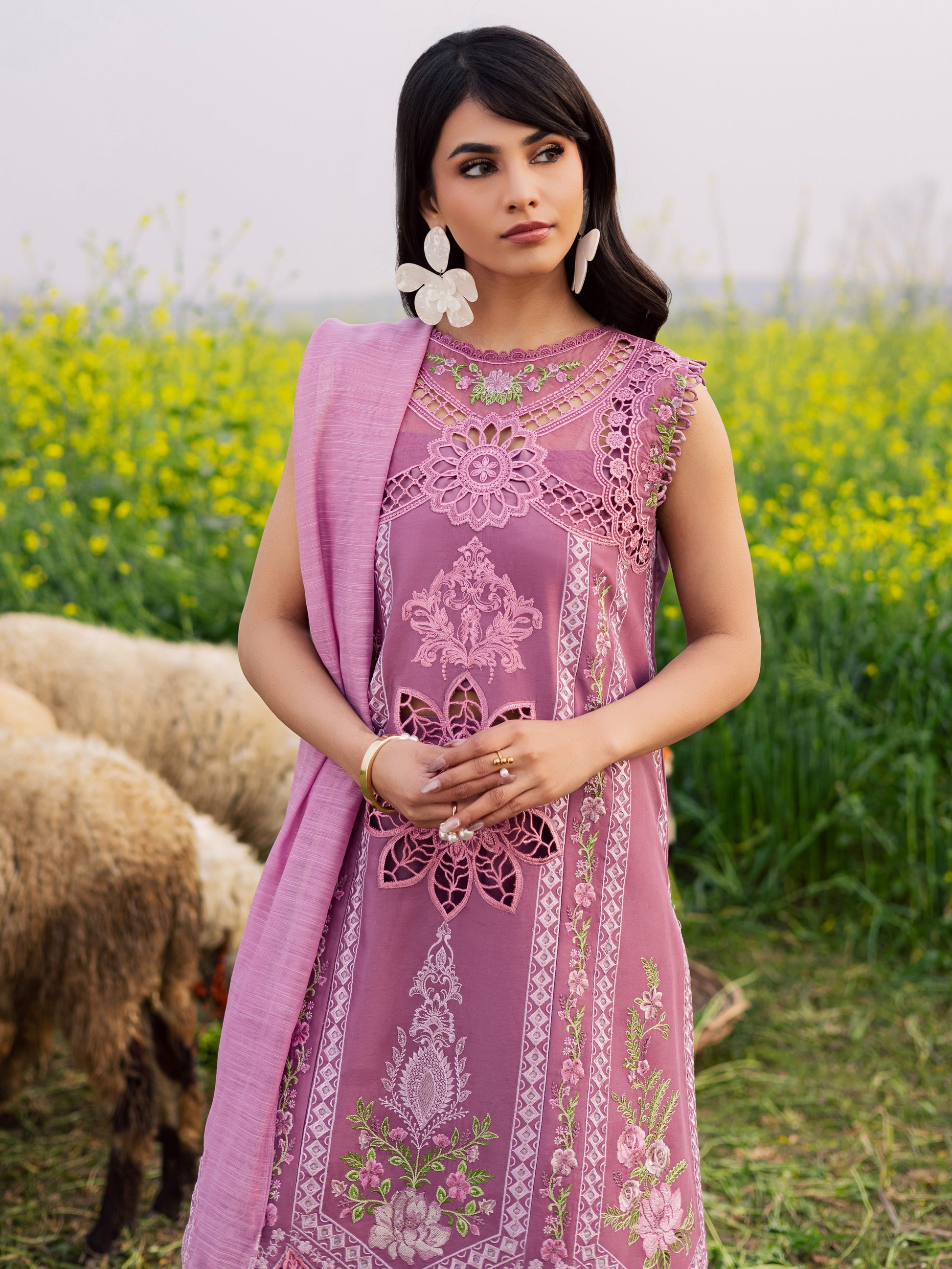 Pink-Parishay Dil e Raqsam Lawn'26 Embroidered Unstitched 3-Piece Suit-DQ-02
