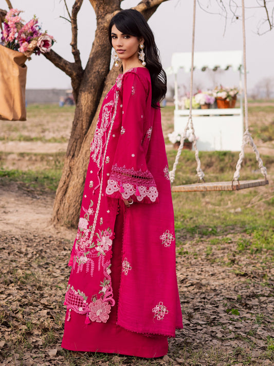 Pink-Parishay Dil e Raqsam Lawn'26 Embroidered Unstitched 3-Piece Suit-DQ-06