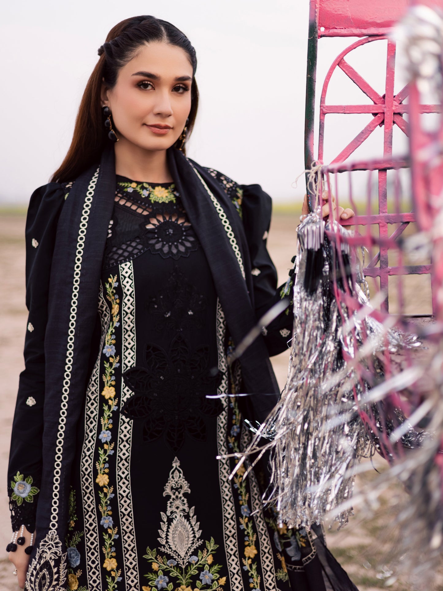 Black-Parishay Dil e Raqsam Lawn'26 Embroidered Unstitched 3-Piece Suit-DQ-01
