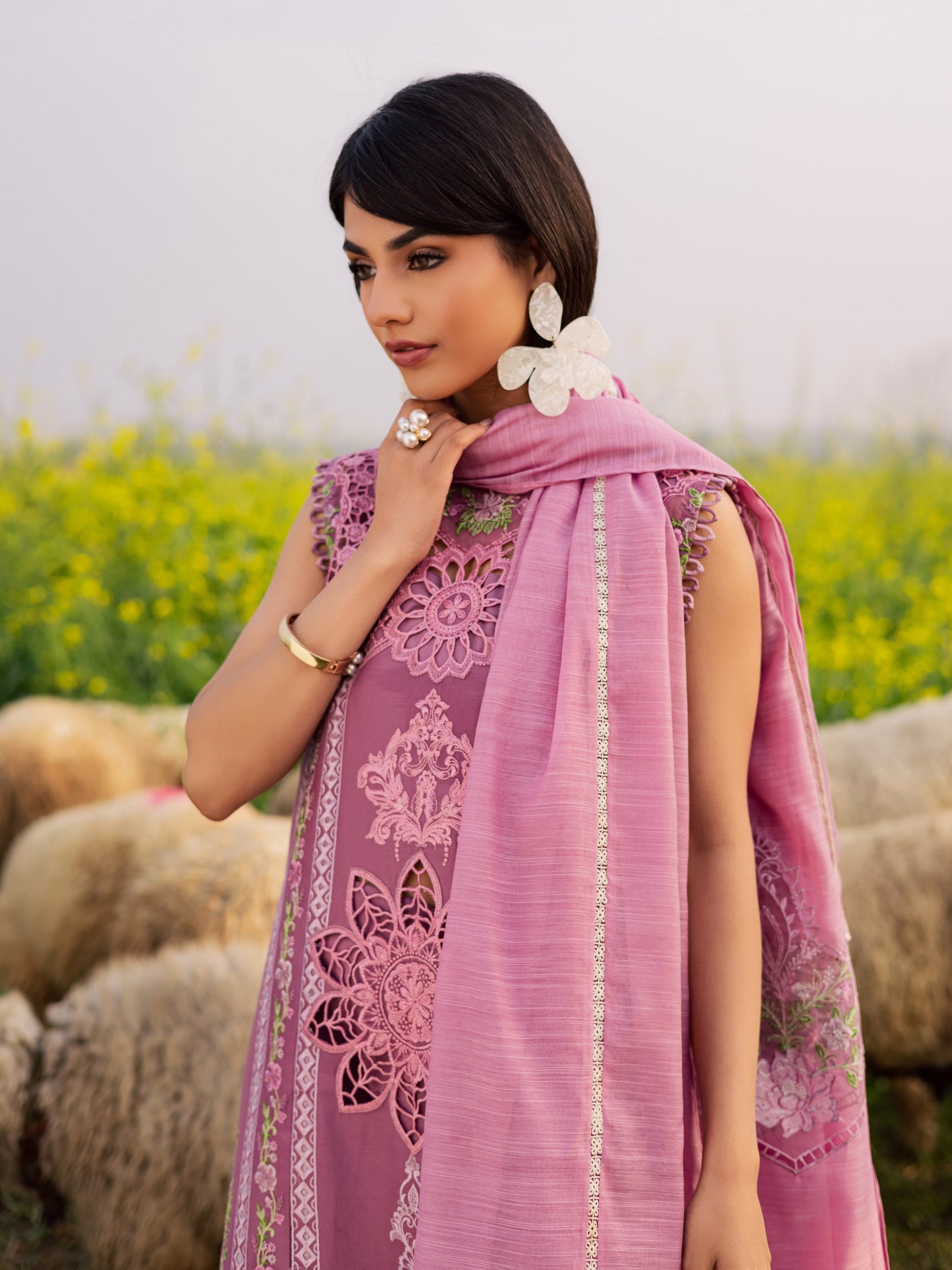 Pink-Parishay Dil e Raqsam Lawn'26 Embroidered Unstitched 3-Piece Suit-DQ-02