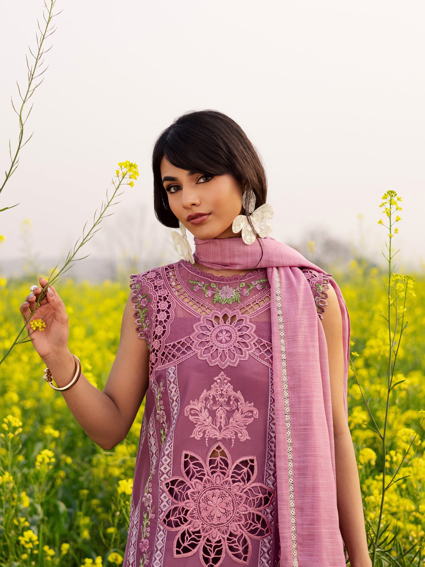 Pink-Parishay Dil e Raqsam Lawn'26 Embroidered Unstitched 3-Piece Suit-DQ-02
