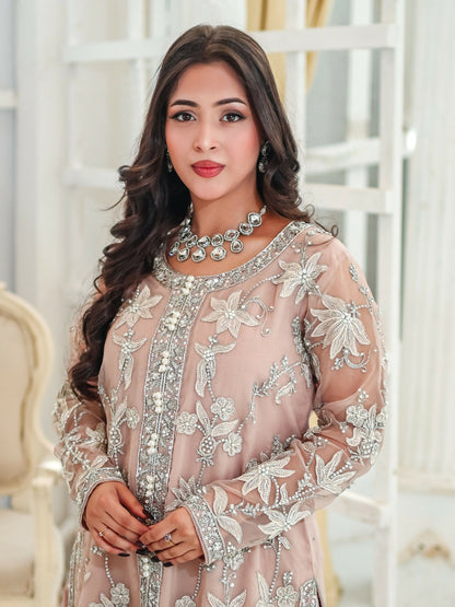 Farooq Hameed Studio Wedding Festive'25 Organza Embroidered Stitched 3-Piece Suit-Vareha