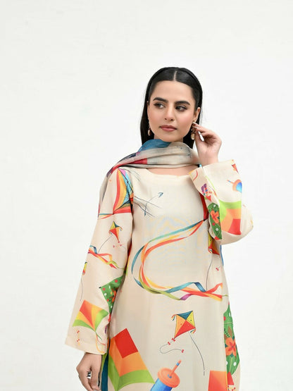 Imran Aftab Basant Mela Raw Silk Printed Unstitched 3-Piece Suit-IARP 07