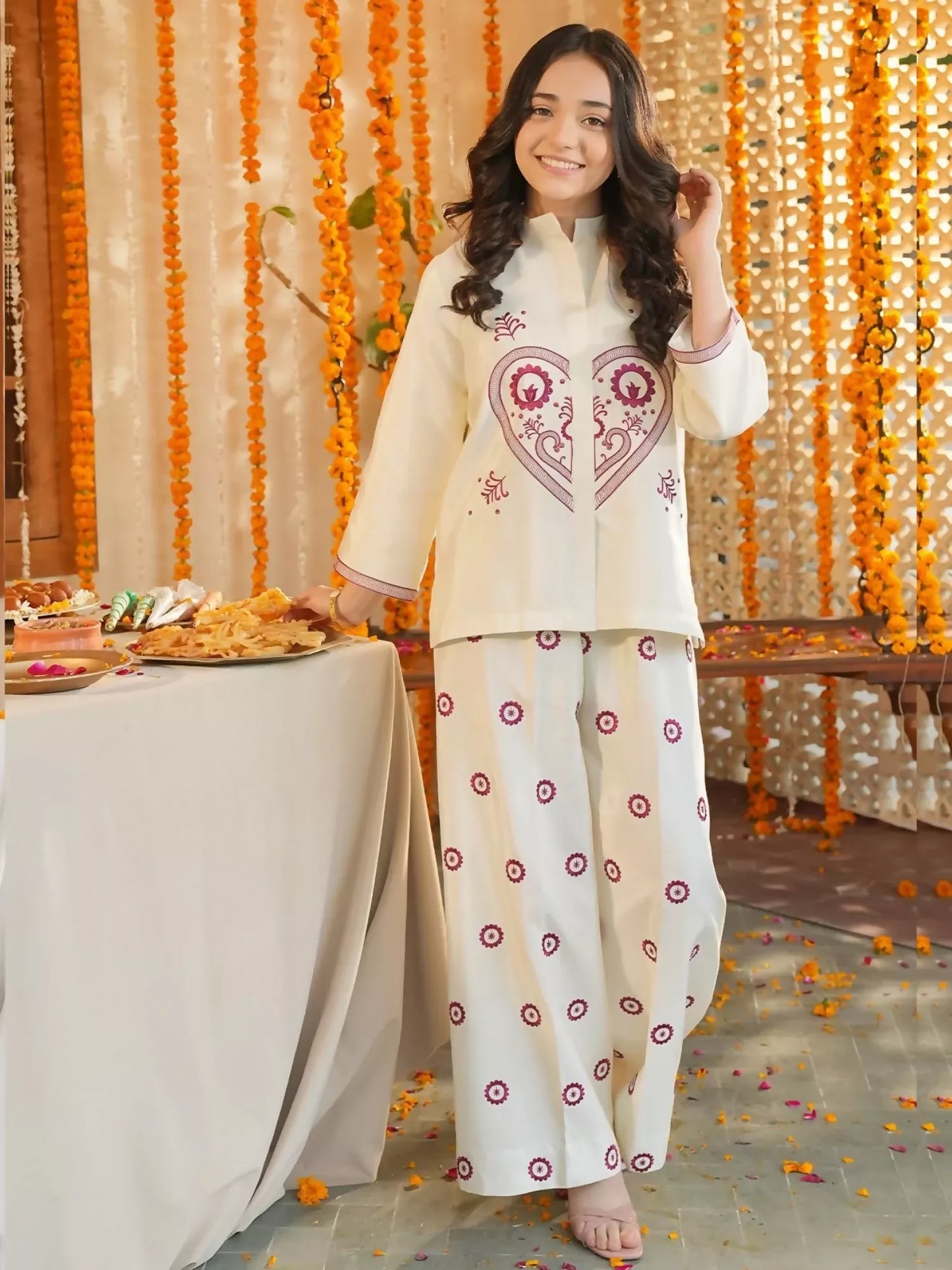 Panache Apparel Noore Eid Edit Cotton Embroidered Co-Ord Set-Zelina