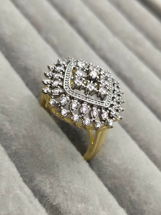 H&A Jewellery 18K Gold Polished Zircon Cluster Ring