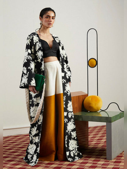 Black and White Hussain Rehar Pay Day Volume - ||| Raw Silk Printed Stitched 2-Peice Suit-Kefi