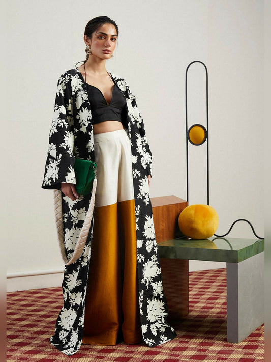 Black and White Hussain Rehar Pay Day Volume - ||| Raw Silk Printed Stitched 2-Peice Suit-Kefi