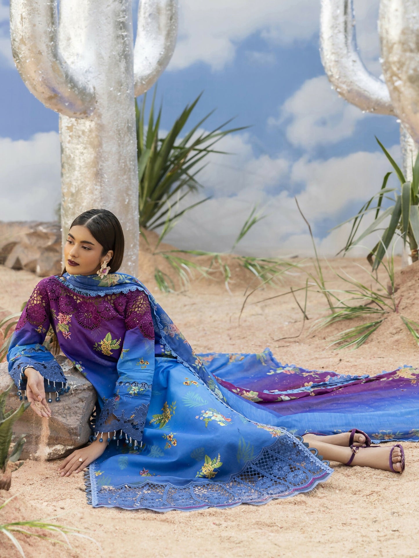 Parishay Ivy Bloom'26 Lawn Embroidered Unstitched 3-Piece Suit-IB-06