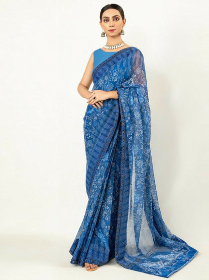 Imran Aftab Chiffon Printed Unstitched Saree-IASC 05